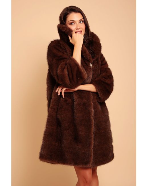 Santinni Brown 'hollywood' Faux Fur Coat In Marrone