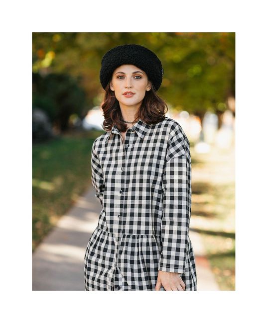 Zenzee Black Neutrals Cotton Linen Gingham Shirt Dress & Natural