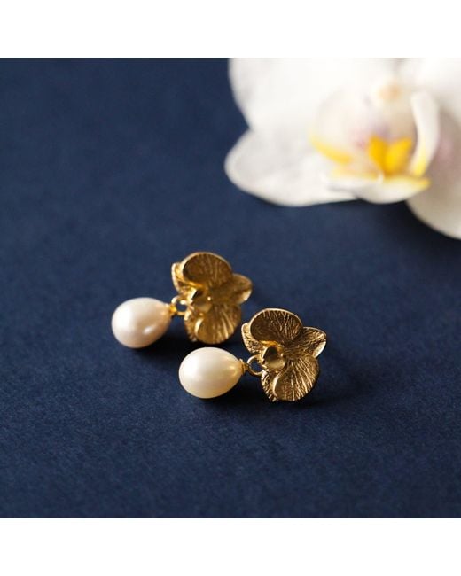 Agora Jewellery Metallic Orchid Pearl Earrings