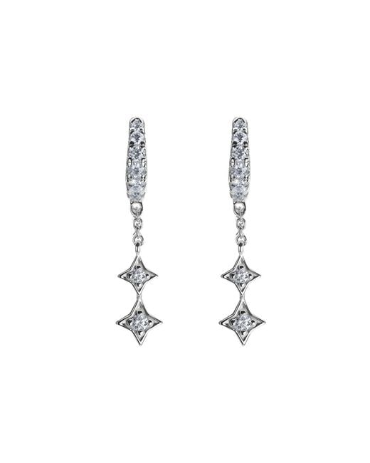 BLOOMTINE | Earth Angel HQ White Illuminess Sterling Shooting Star Moissanite Huggies