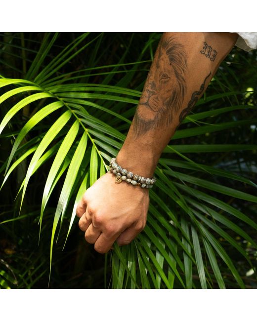 Ebru Jewelry Metallic Inner Power Bronze & Nepal Beaded Bracelet for men