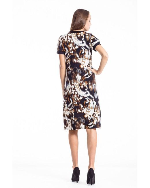 Conquista Black Allover Print A Line Dress