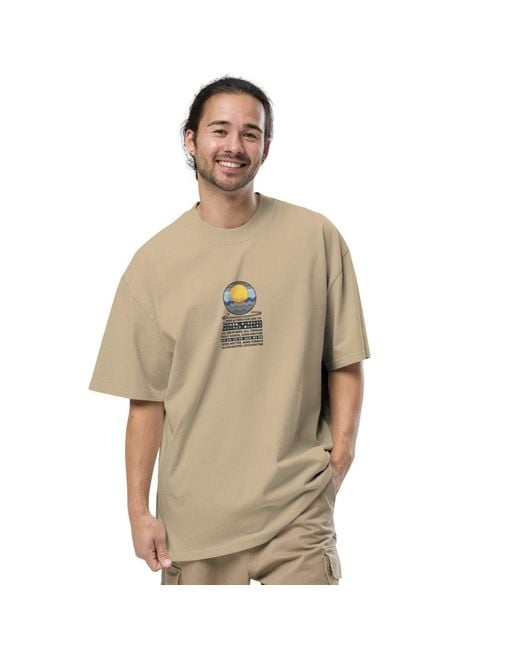 Anchor and Crew Natural Faded Khaki Ocean Drift Surf Explore Co. Oversized Cotton T-Shirt for men