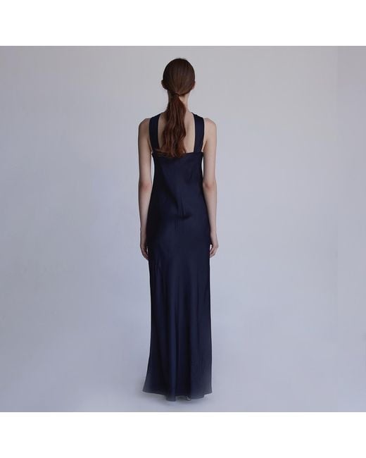Belsize25 Blue Soft Sculpture Series – Satin Halterneck Midi Dress