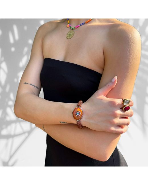 Ebru Jewelry Brown Prayer Beads Rudraksha Meditation Mala Bracelet