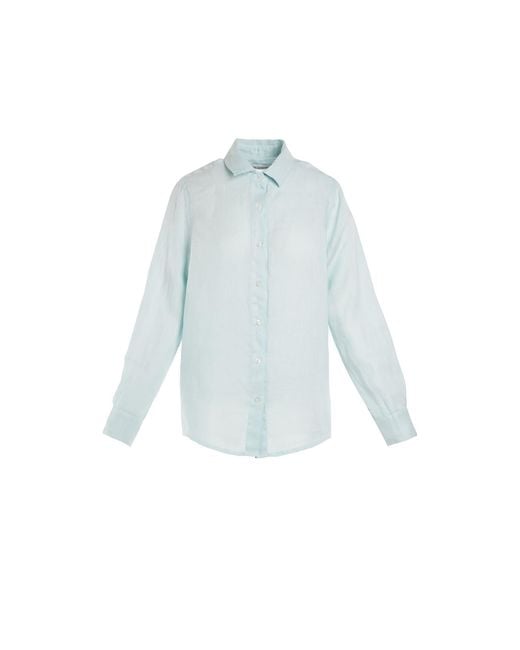 Haris Cotton Blue Solid Linen Shirt With Long Sleeved Ocean Air