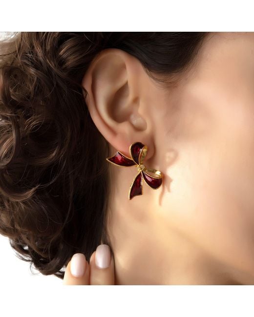 Milou Jewelry Red Bow Earrings