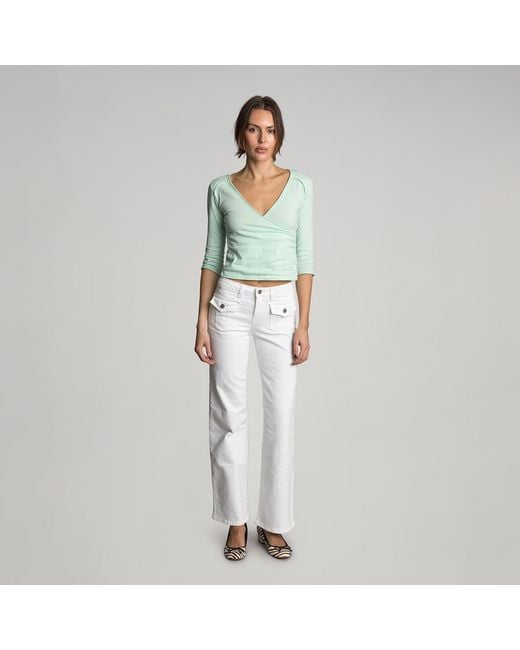Love and Nostalgia White Patch Pocket Bob Jean