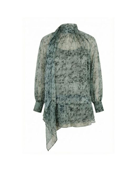 Modenaire Green Printed Blouse And Asymmetric Skirt Co-Ord Set