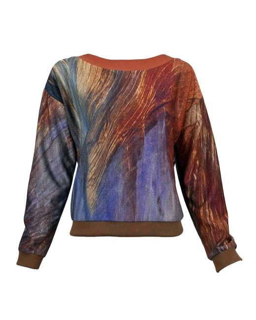 Lalipop Design Blue Sweatshirt With Print And V-Back Detail