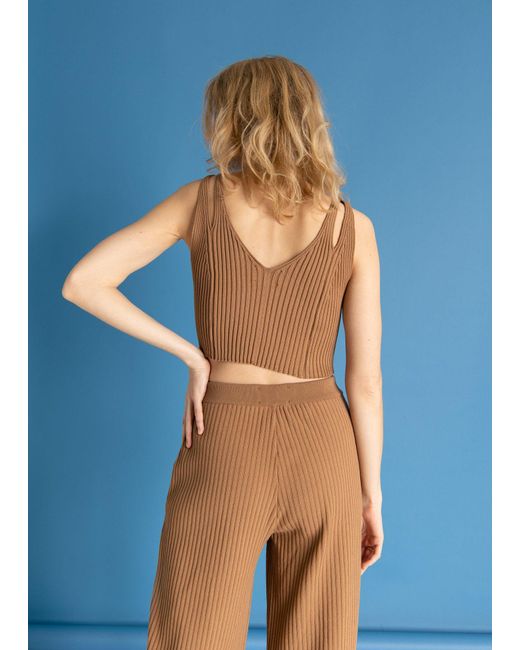SALANIDA Brown Donna Ribbed Crop Top Caramel