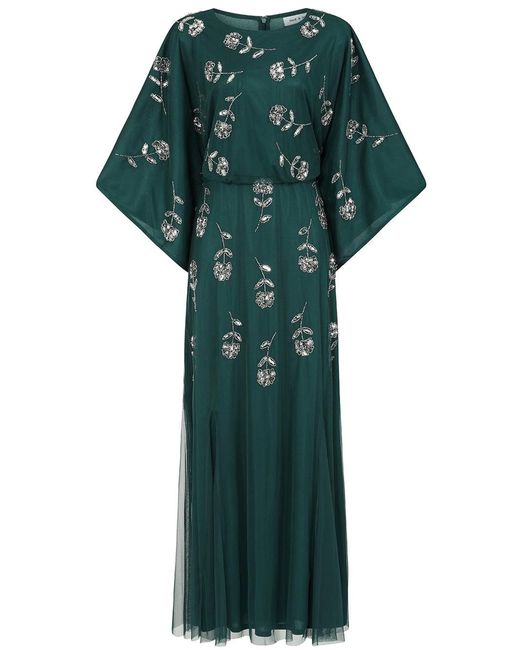 Frock and Frill Green Naida Rainforest Embellished Maxi Dress