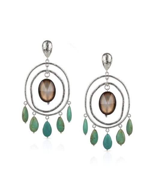 Jaredjamin Metallic Sonora Agate & Howlite Chandelier Drop Post Earrings