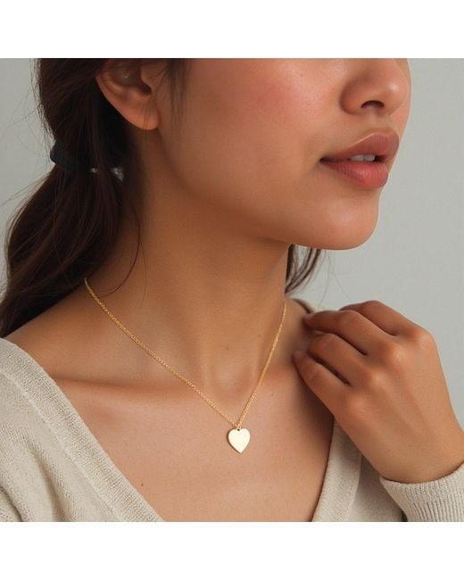 Rejected Hearts Club Metallic Single Hearted Girl Filled 18" Necklace With Magnetic Clasp