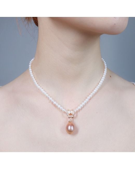 Ninemoo Metallic Luxe Pearl Pendant Necklace
