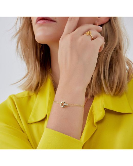Spero London Metallic Jewelled Interlink Bracelet Sterling