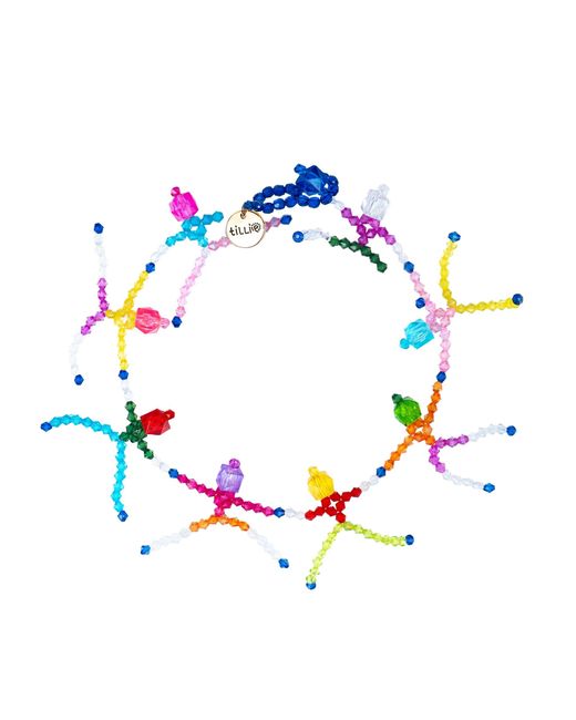Tillie Beads Blue Skeleton Spectacle Multicolour Bead Necklace
