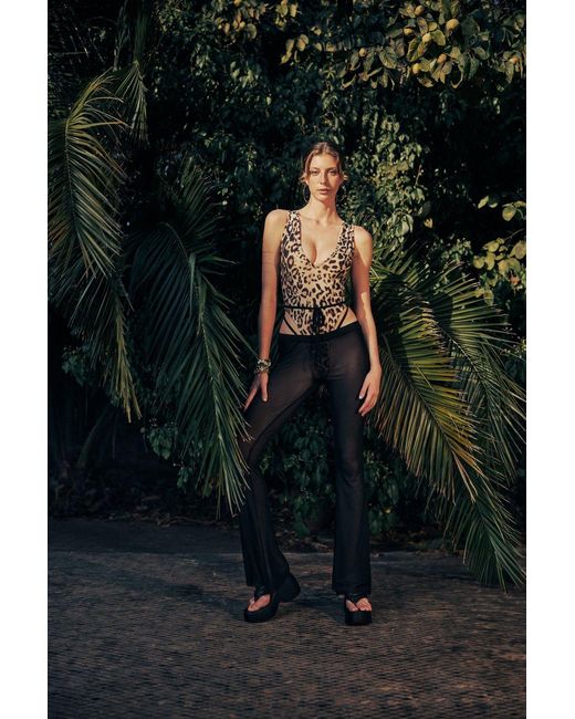 No'design Blue Sheer Spanish Flared Pants
