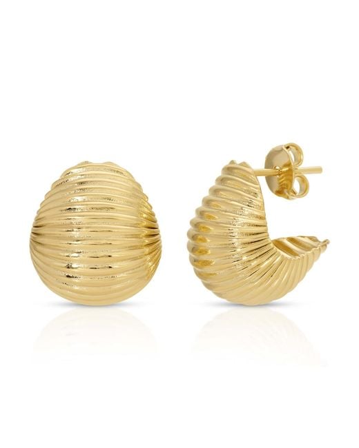 Glamrocks Jewelry Metallic Nautilus Huggie Earrings