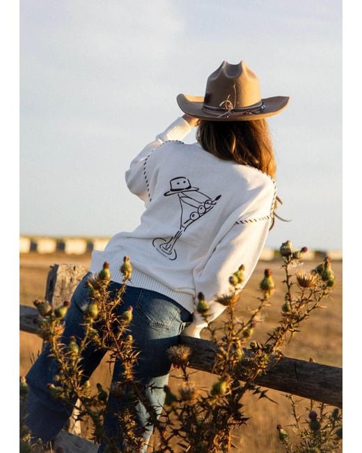 Ellsworth & Ivey White Riley Crewneck Sweater