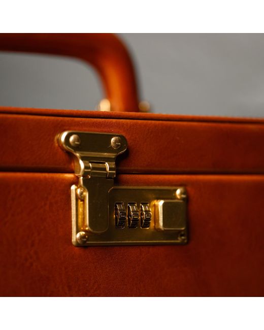 Time Resistance Brown Cognac Leather Jewelry Box For