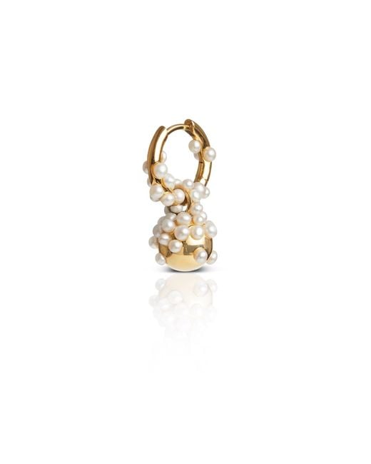 Kasun Metallic Pearl Droplet Hoop Earring Vermeil