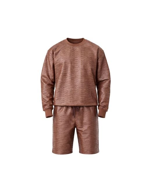Maui X Lolita Brown Manley Vegan Leather Shorts Set for men