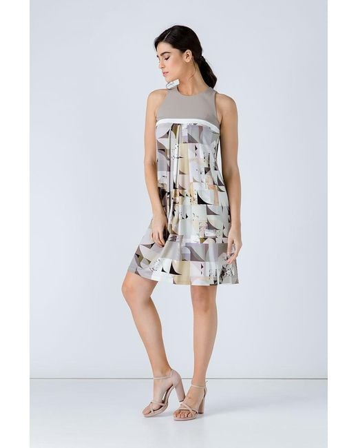 Conquista Natural Neutrals A Line Print Dress