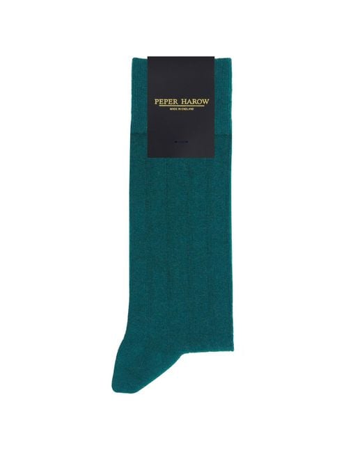 Peper Harow - Made in England Green Indulgent Cashmere Socks for men