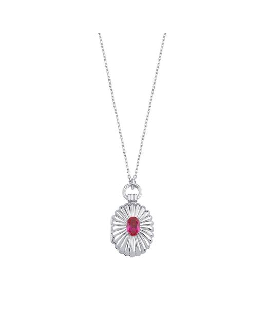 LINYA JEWELLERY Metallic Mini Claret Stone Covered Medallion Locket Necklace