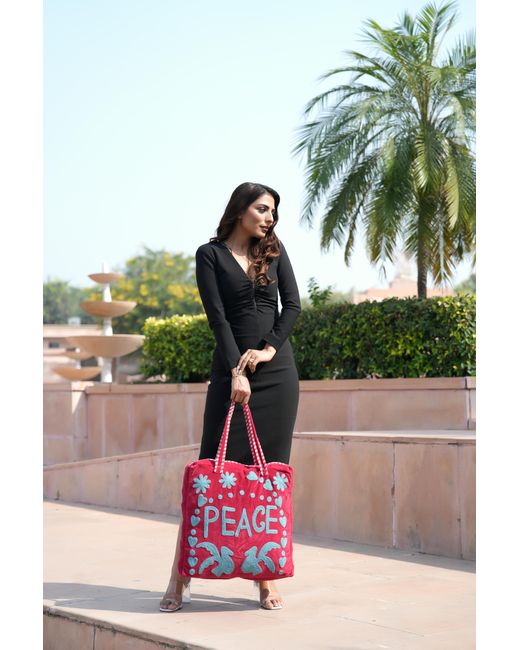 Conscious Yoga Collective Pink Peace Suzani Tote