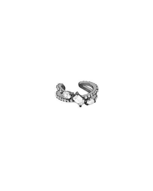 SALLY SKOUFIS White Baguette Ear Cuff With Made Cz Diamond Stimulant