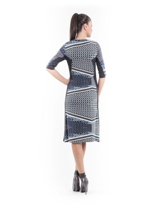 Conquista Blue Print & Panel Stretch Dress