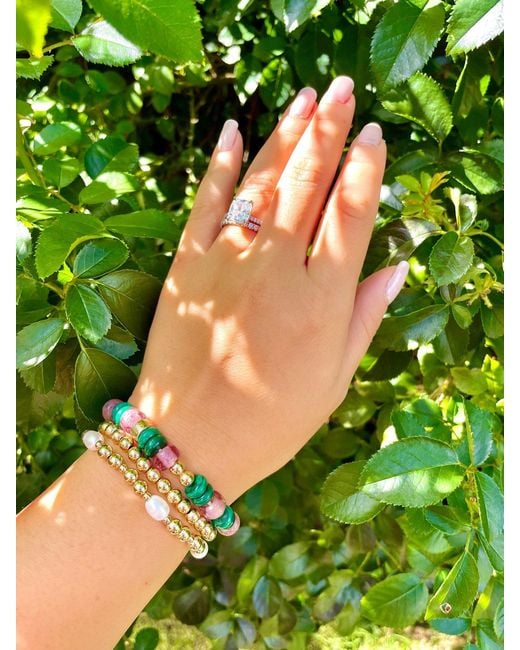 Olivia Le Green Malachite Mixed Glass Bead Bracelet