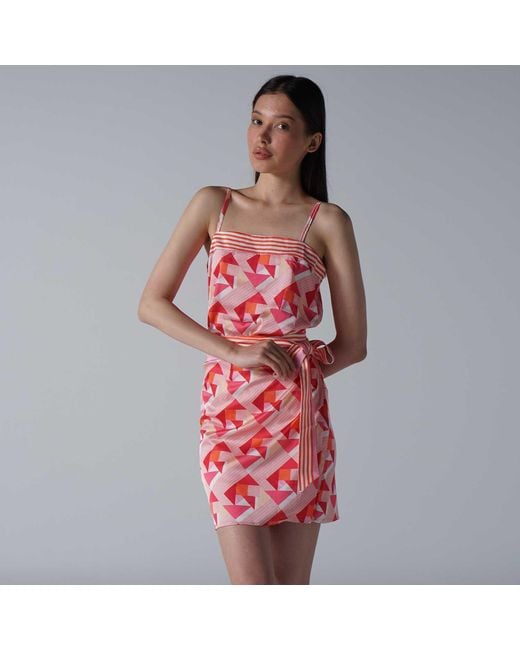 LOVEIST STORE Red Coral Printed Camisole & Wrap Skirt Co-Ord Set