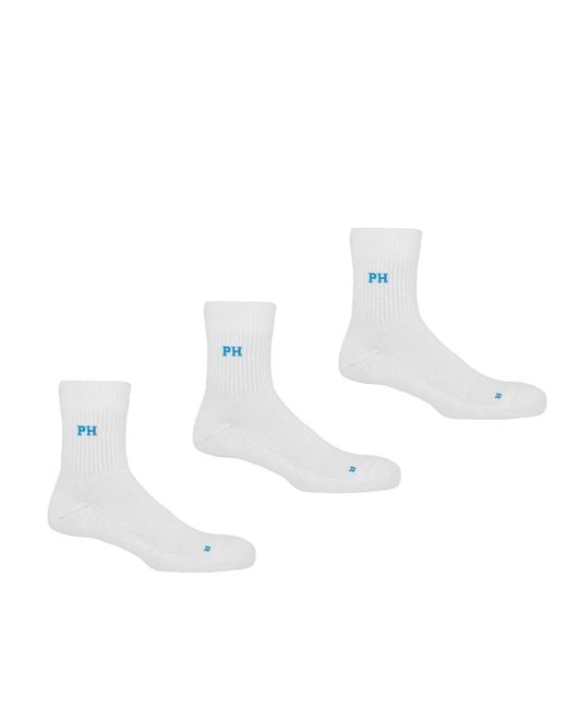 Peper Harow - Made in England White Three Pack Quarter Recycled Sport Socks – for men