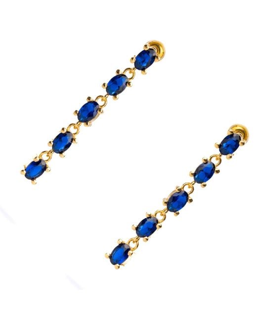 Ebru Jewelry Blue Drop Down Sapphire Earrings
