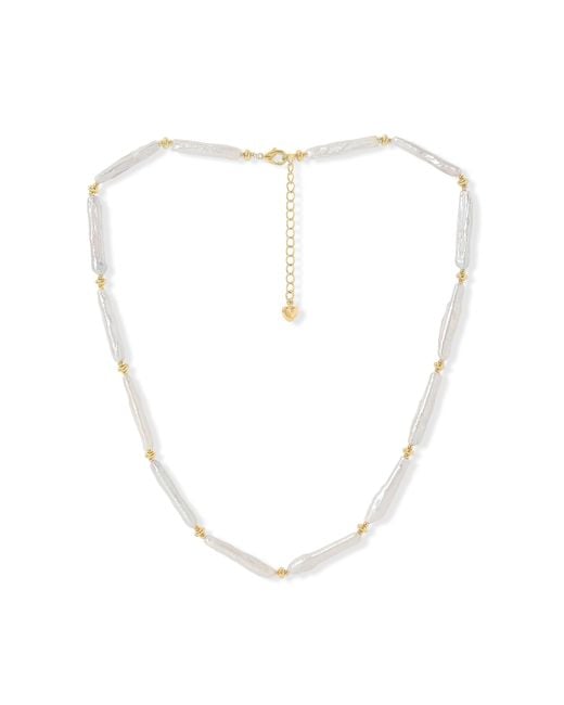 Pearls of the Orient Online Metallic Decus 'Stick' Cultured Freshwater Pearl Necklace With Plate Beads