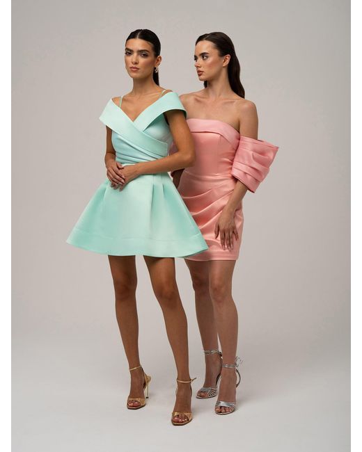 Tia Dorraine Green Easy To Love Flared Satin Mini Dress, Mint
