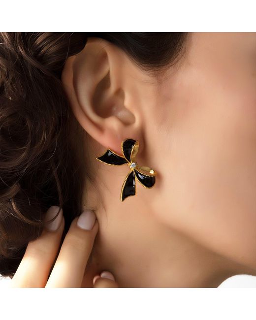 Milou Jewelry Black Bow Earrings