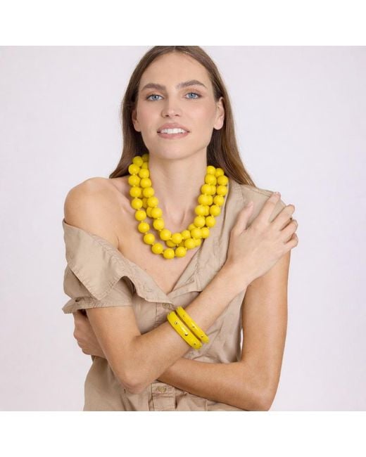 Michael Nash Jewelry Yellow Georgiana Faceted Three-Strand Resin Necklace
