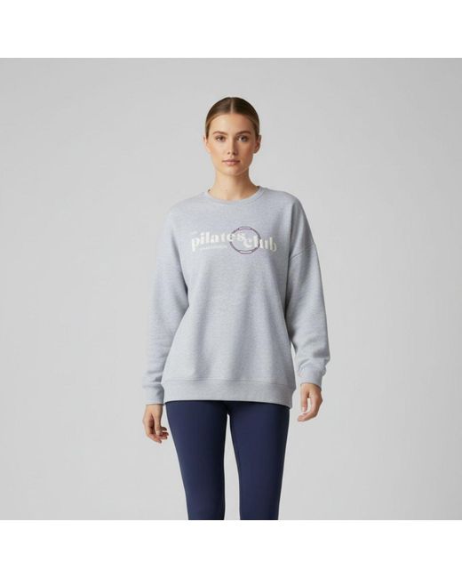 Mimhi Maison Gray Pilates Club Oversized Sweatshirt – Melange Crewneck