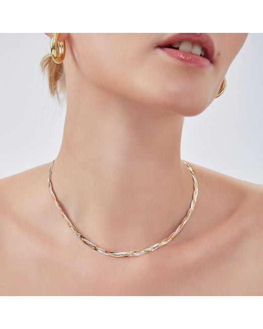 Spero London Metallic Rose Rose & Spiral Sterling Flat Necklace