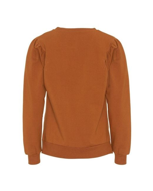 GROBUND Brown Organic Cotton Sweatshirt With Puff Sleeves