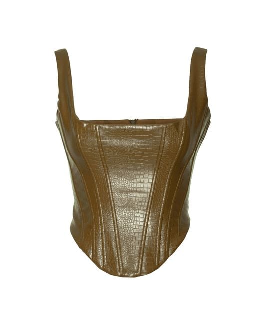 Ofuure Green Ono Faux Leather Corset Top