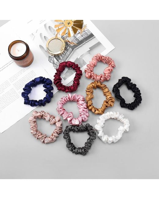 Soft Strokes Silk Blue Pure Mulberry Silk Regular Scrunchie Set Of Ten