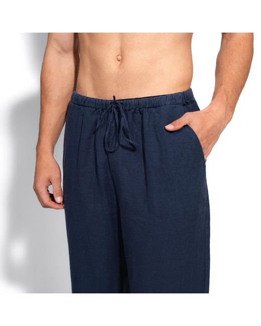 Maison Tangerine Blue Linen Wide Leg Long Trousers Deep For