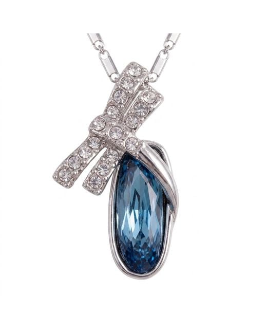 Modenaire Metallic Dragonfly Egg Crystal Pendant Necklace