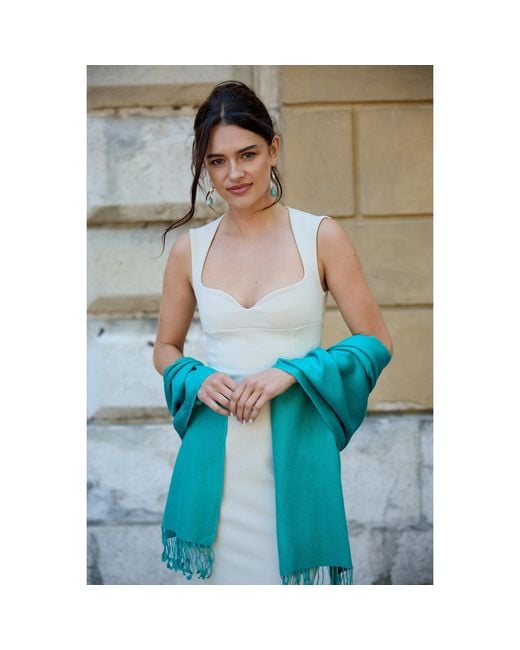 Saachi Blue Pashmina Satin Multi Scarf