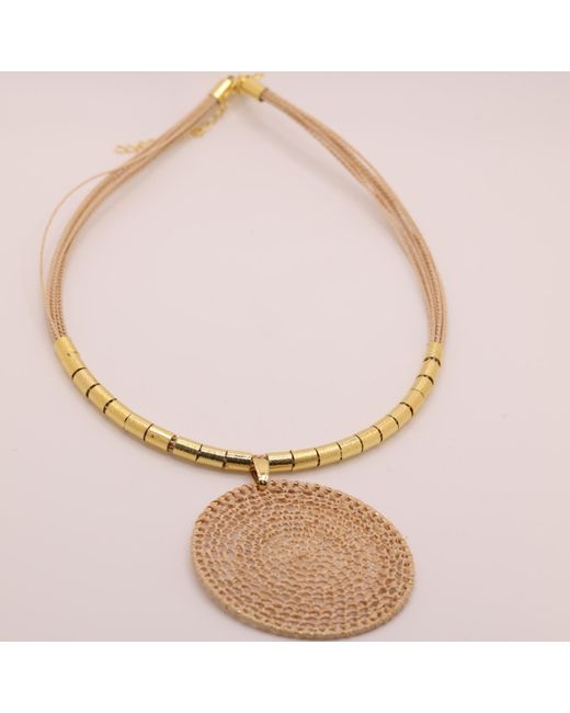 Nart Nature Making Art Metallic Neutrals The Dream Catcher Buriti Natural Fiber Necklace